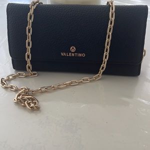 ⛔️Sold⛔️Authentic Valentino Leather Wallet-in-Chain & Crossbody Bag in Black